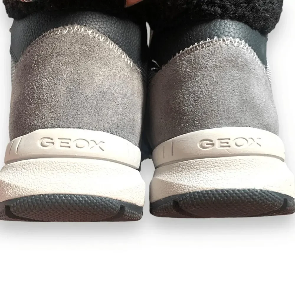 Geox Braies Waterproof Faux Fur Lined Hiking Snow Boots Grey Black New 10 Winter